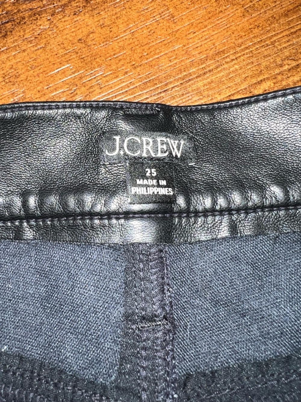 J. Crew Black Faux Leather Straight Leg High Rise 5 Pocket Pants Womens Size 25 - Picture 7 of 8